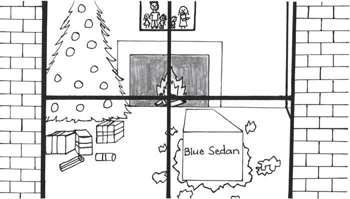 "A Christmas Miracle" illustration by Bella Patino "A Christmas Miracle" illustration by Bella Patino: Through the window we see a partially opened package next to the Christmas tree