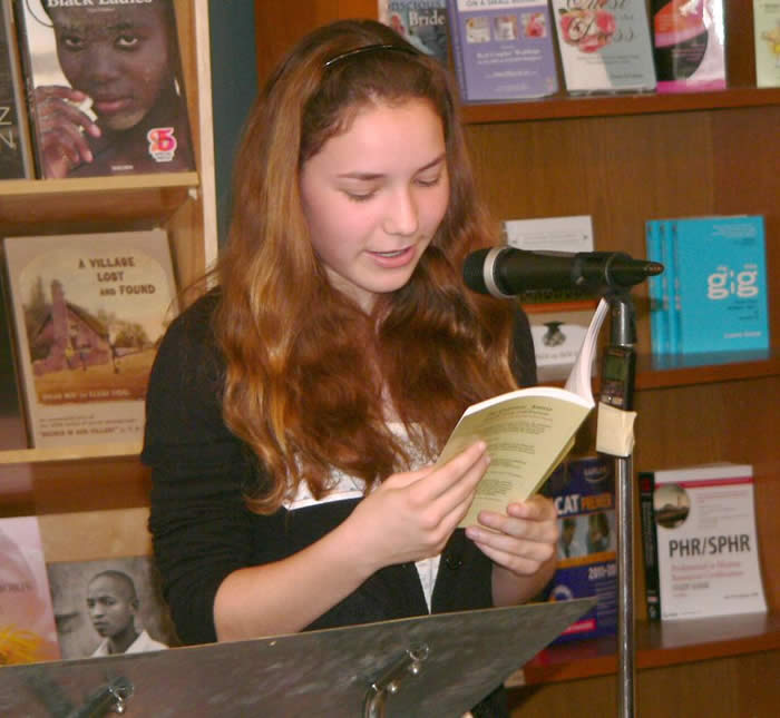 Grannie Annie author reading her story at book signing