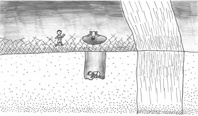 "Sandman" illustration "Sandman" illustration: Children dig a deep "window" into the sand at the river's edge.