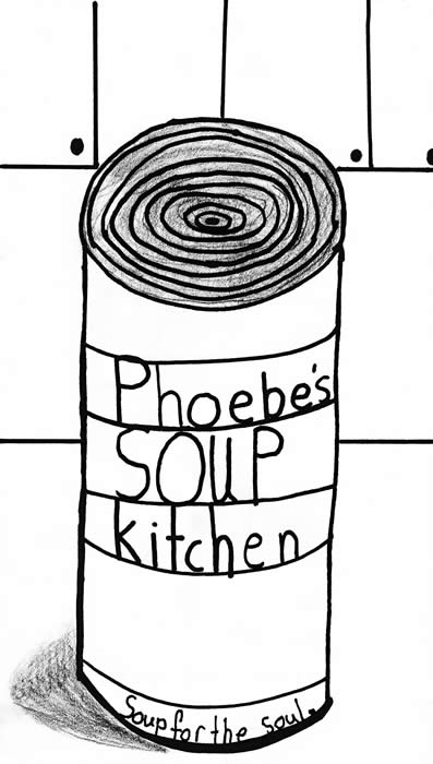 "Saving Tampa" illustration by Madison Nowotny: Soup can with label that reads: Phoebe's Soup Kitchen. Soup for the soul.
